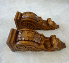 Vintage Style Hand Carved Wooden Corbels Wall Bracket Wall Hanging Pair Of 2