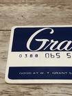 Vintage 1970s W t  Grants Department Stores Charge Card Credit Card Collectable