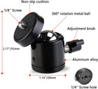Universal 1 4  Swivel Mini Ball Head Screw Tripod Mount   2 Pack     360 Degree Rota