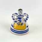 Vintage Spanish  Dutch  Folk Art Pottery Ceramic Lady Bell Woman Blue White 4 