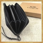 New Coach Cw778 Signature Canvas Zip Around Wallet Black W  Box Authentic