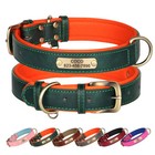 Soft Leather Personalized Dog Collar Custom Pet Name Id Number Engraved Xs-xl