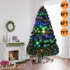4 5 6 7ft Pre-lit Fiber Optic Artificial Christmas Tree W  Multicolor Led Lights