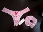 Victorias Secret Nwt For Love And Lemons Satin Ruffle Thong Panty   Scrunchie S