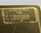 Vintage I  Magnin Ornate Brass Gold Tone Red Enamel Case Business Card Holder