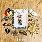 Vintage Estate Sale Brooch   Pin Lot 54 Pieces W  1940s Silhouette Jewelry Box