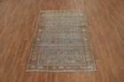 Pre-1900 Antique Vegetable Dye Blue  Rust Rug 4x6 Ft Hand-knotted Wool Carpet