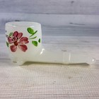 Vintage Milk Glass Pipe St  Louis  Mo Souvenir W Hand Painted Flowers 6  Figure