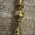 Antique Heavy Brass Square Footed Single Candlestick 19th Century Old Patina 9 