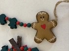 Primitive Christmas Gingerbread Man Wood Tree Plaid Heart Garland 68    Rustic