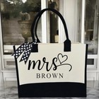 Tote Bags Personalized With Custom Name For Bride Wedding Mrs  Est 2026  Canvas