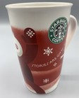Rare Starbucks 2010  share  Christmas Holiday Red Tall Mug 16 Oz Excellent