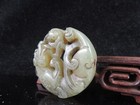 Antique Chinese Jade Hnd-carved Hollow Out Dragon Statue Peadant 