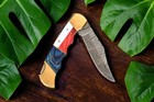 Custom Made Hand Forged Damascus Steel Folding Pocket Knife W Leather Cover 1506