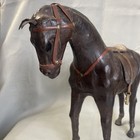 Vtg Large 11x13 Leather Wrapped Equestrian Horse W  Saddle   Stirrup Western