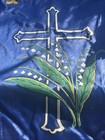 Antique Ioof Odd Fellows Banner Silk  Folk Art Fraternal Faith Cross Flowers