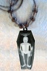 Retro Black Skeleton Coffin Pendant Necklace Gothic Vampire Amulet Charm Jewelry