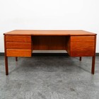 Mid Century Danish Modern Desk Floating 4 Drawer Teak Executive File Large Mcm