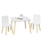 3 Piece Kids Table And Chair Set Solid Wood Toddler Study Desk Furniture White