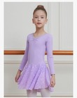 Ballet Purple Leotard For Girls Dance Dress W Skirt Shiny Butterfly Long Sleeve