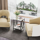 Real Marble Coffee Table Living Room End Side Table Bedside Furniture Black Legs