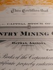 Cash Entry Mining Company Oatman Arizona Unissued Stock Certificate   d 