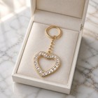Rhinestone Clear Crystal Open Heart Keychain Keyring Bling Purse Charm Gold Gift