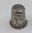 Thimble Silver 925 Mark Depicting Man Sat With An Alpaca Near A Cactus