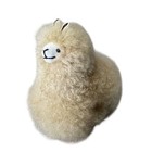Handmade Alpaca Wool Llama Plush Figurine Fluffy Cream Beige 5 Inch Animal Decor