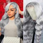  Silver Grey Brazilian Human Hair Wig 13x6 Hd Transparent Lace Front Pre Plucked