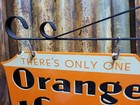 Vintage Orange Crush Porcelain Sign Flange Ice Cold Carbonated Beverage Soda Pop