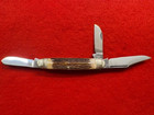 Minty  Boxed 1st Gen Bulldog Brand Stag Scaled Cattle King 3 Blade - 1985   581 
