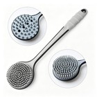 Double Sided Silicone Back Scrubber Long Handle Bath Shower Brush Black