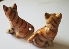 Vtg Tiger Salt   Pepper Shakers Japan 3 5  Beautiful Colors Old Cat