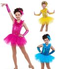 Glam Fuchsia Child Xl Dance Costume Glitter Sequin Ballet Tutu Tap Dress New