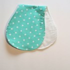 Baby Flannel Burp Cloth Contoured Cotton Double Layer Handmade Aqua Polka Dots