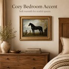 Gold Framed Horse And Dog Canvas Wall Art  Vintage Farmhouse Painting 9x11