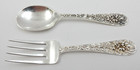 Vintage Stieff Sterling Silver Rose Pattern Repousse Baby Utencil Set 47 6 Grams