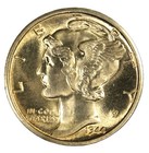 1944-d 10c Mercury Dime Fsb - Choice Gem Bu- Smh 1750
