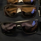 Men s Square Sunglasses Black Plastic Frame  Mirrored Black Lenses  Lightweight