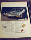 Vintage 1969 Plymouth Chrysler Road Runner Car Auto Original Print Ad 10 X 13 