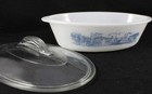 Royal  usa  Currier   Ives-blue 1 Quart Casserole W lid Good Condition