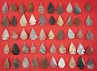     50 Pc Lot Flint Arrowhead Oh Collection Project Spear Points Knife Blade    