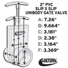 2201x Pvc Unibody Gate Valve  Silver  2  Slip W gate Keeper