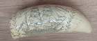 Vintage Faux Antique Sperm Whale Tooth Scrimshaw Ship Romulus 1832 Dearest Rose