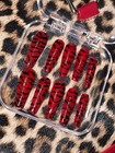 Red   Black Animal Print Coffin Long Press-on Nails  Full Cover Set Size Xs