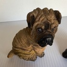 Vintage Shar Pei Resin Dog Figurine Set Brown   Black Collectible Sculpture 4   