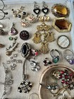 Vintage Art Deco Victorian Jewelry Lot Garnet Gf Antique Brooches Necklaces Etc 