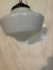 Vtg Art Deco Milk Glass School House Pendant Ceiling Light 14 Inch Shade Nice  