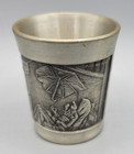 Vintage Rein Zinn Bleifrei Germany Pewter Embossed Shot Glass